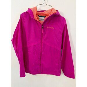 Columbia Girls Medium 10/12 Pink Lightweight Hooded Jacket M Nylon/Polyester